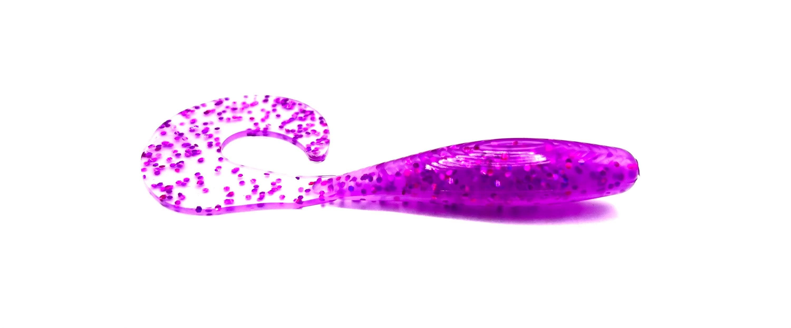 5" Purple Rain Grub Fishing Lure, Curly Tail 5/pack