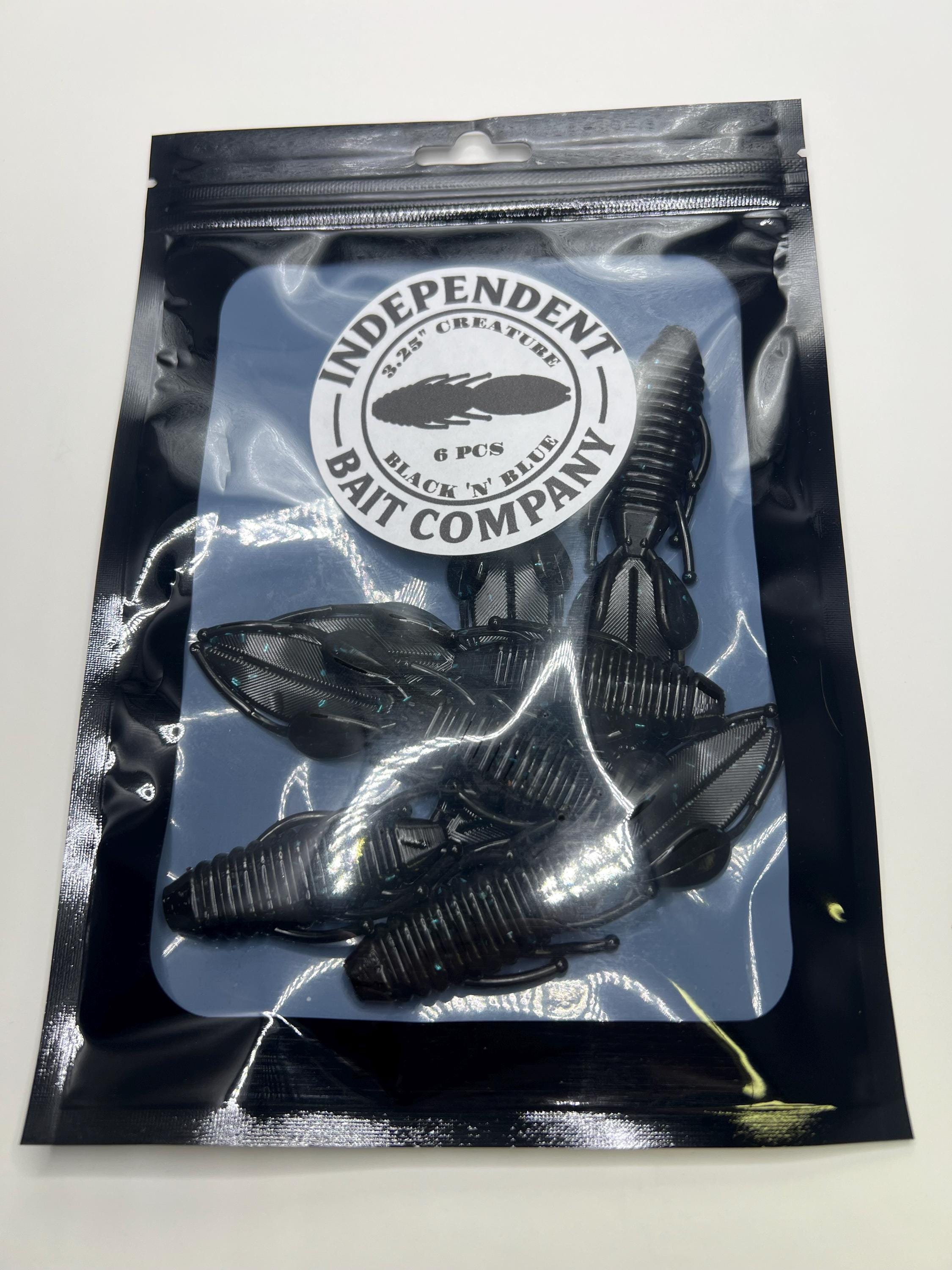 3.25" Creature Bait in Green Pumpkin Black Flake (6/Pack)