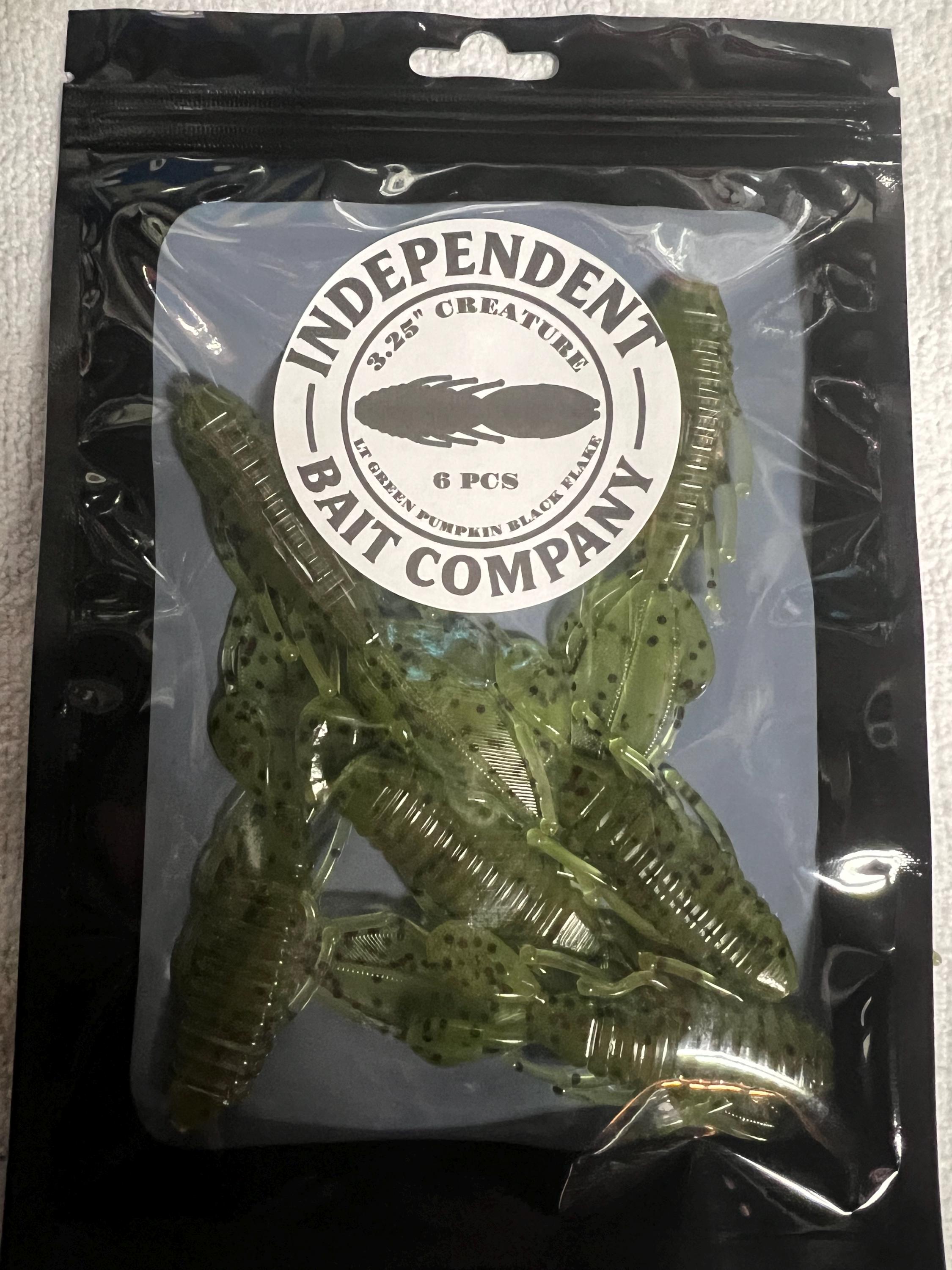 3.25" Creature Bait in Light Green Pumpkin Black Flake (6/Pack)
